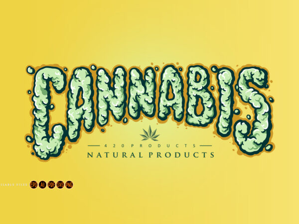 Cannabis text smoke element illustrations t shirt vector file
