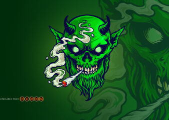 Angry Devil Marijuana Smoke Illustrations