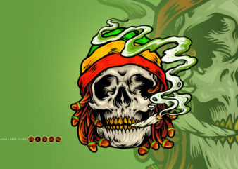 Weed Skull Smoke Cannabis Jamaican Hat t shirt design for sale