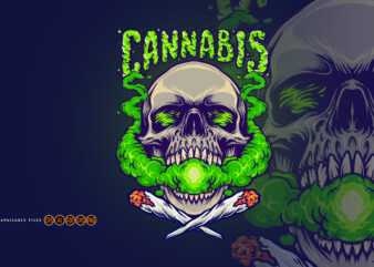 Skull Head Cannabis Clouds Smoking Marijuana