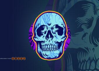 Psychedelic Head Skull Bones Illustrations