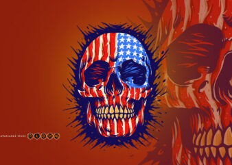 American Flag Skull Gold Dental t shirt vector