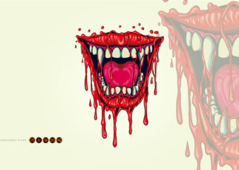 Lips Vampire Melting Bloody Illustrations