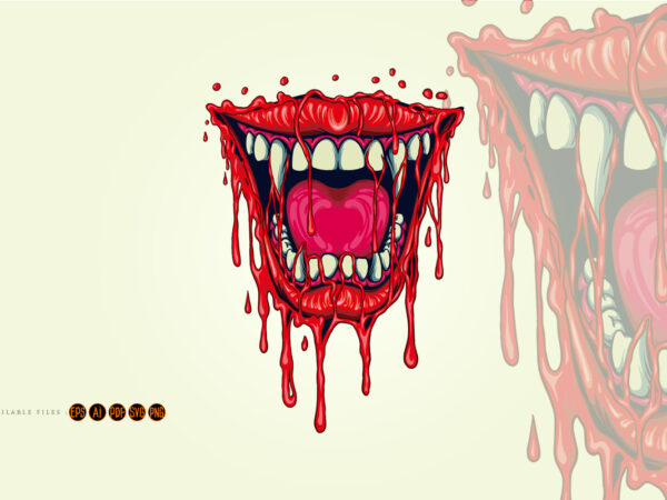 Lips vampire melting bloody illustrations t shirt vector graphic