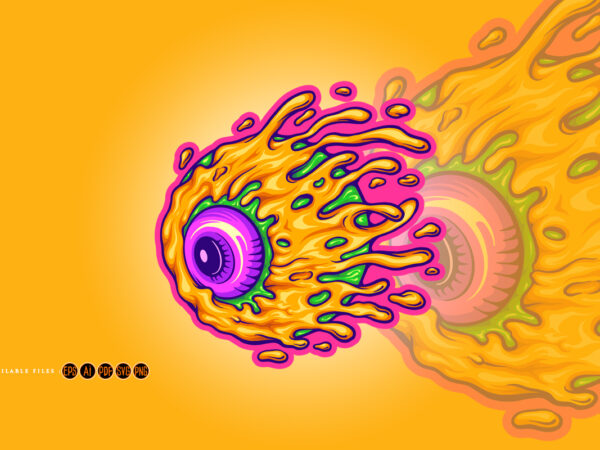 Eye melting trippy mascot illustrations vector clipart
