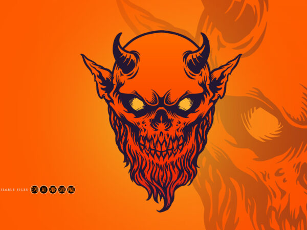 Red devil satan horn with beard t shirt design online