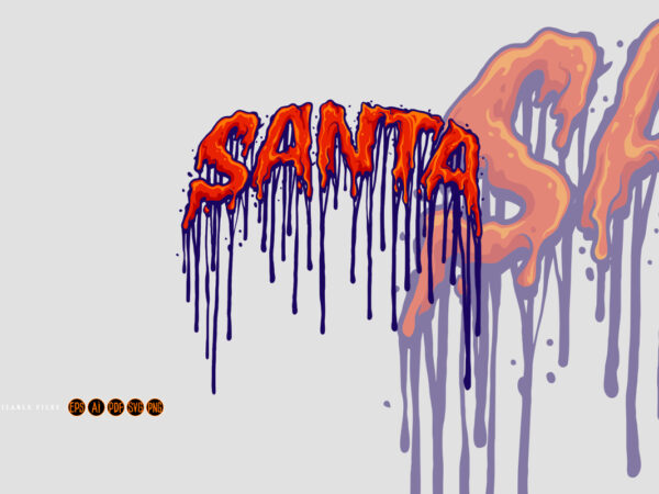 Santa typefae melting illustrations t shirt template vector Santa typefae melting illustrations t shirt template vector