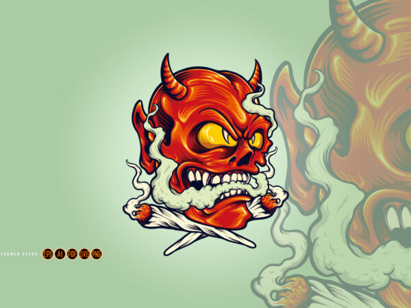 Red devil vape weed smoking illustrations t shirt design online