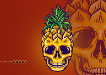 Tropical Pineapple Skull Summer Mascot t shirt designs for sale