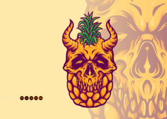 Pineapple Skull Summer Illustrations t shirt illustration