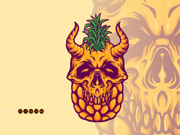 Pineapple skull summer illustrations t shirt illustration