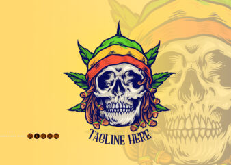 Dreadlock Rastaman Skull Jamaican leaf Weed Background