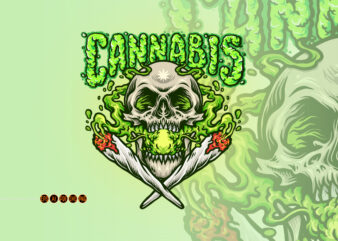 Smoking Skull Cannabis Joint Illustrations