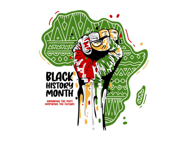 Black history month power hand t shirt template