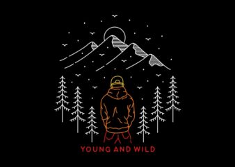 Young and Wild t shirt design template