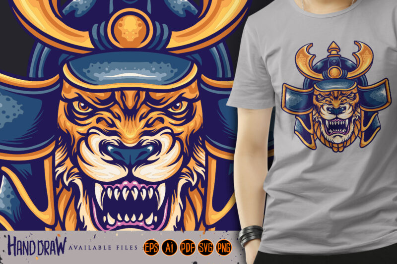 Beast tiger samurai warrior illustration