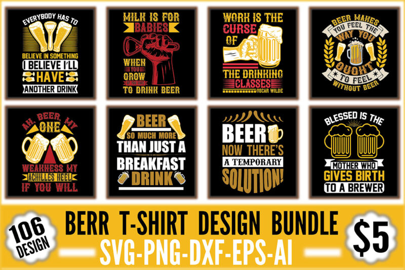 Beer T-shirt Design Bundle