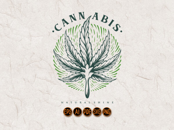 Leaf cannabis logo engraving shine vintage t shirt vector graphic Leaf cannabis logo engraving shine vintage t shirt vector graphic