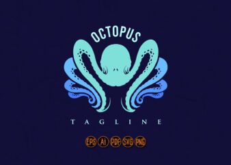 Modern Octopus Silhouette Modern Logo t shirt designs for sale