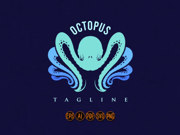 Modern octopus silhouette modern logo t shirt designs for sale