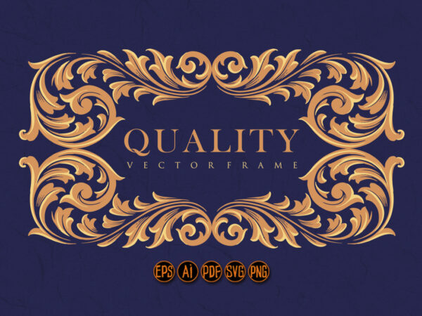 Quality frame gold ornaments ellegant label t shirt illustration