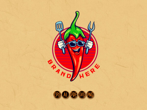 Chili chef mascot logo food restaurants t shirt vector file