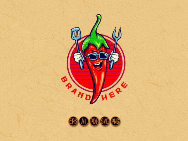 Chili chef mascot logo food restaurants t shirt vector file Chili chef mascot logo food restaurants t shirt vector file
