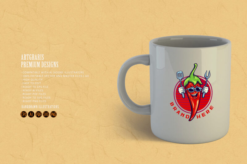 Chili Chef Mascot Logo Food Restaurants