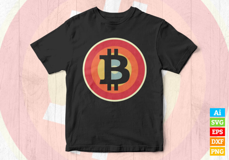 Bitcoin Vintage Cryptocurrency editable vector t-shirt design in ai eps ...