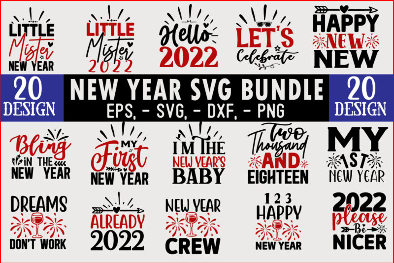 New Year SVG T shirt design Bundle