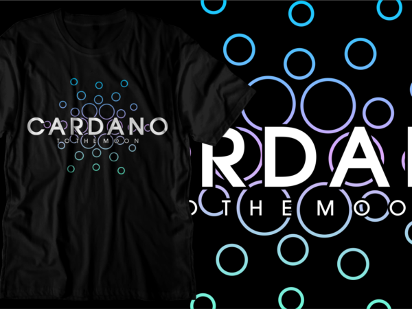 Crypto cardano t shirt design svg graphic vector, ada cryptocurrency logo