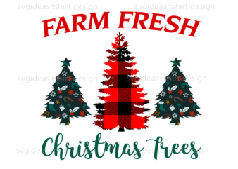 Christmas 2021, Farm Fresh Christmas Trees Red Buffalo Plaid Diy Crafts Svg Files For Cricut, Silhouette Sublimation Files t shirt vector file