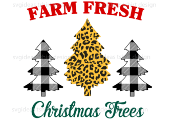 Christmas 2021, Farm Fresh Christmas Trees Leopard Plaid Diy Crafts Svg Files For Cricut, Silhouette Sublimation Files t shirt vector file