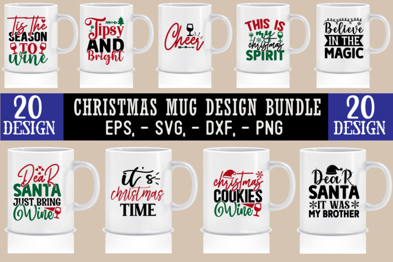 Christmas SVG Mug Design Bundle