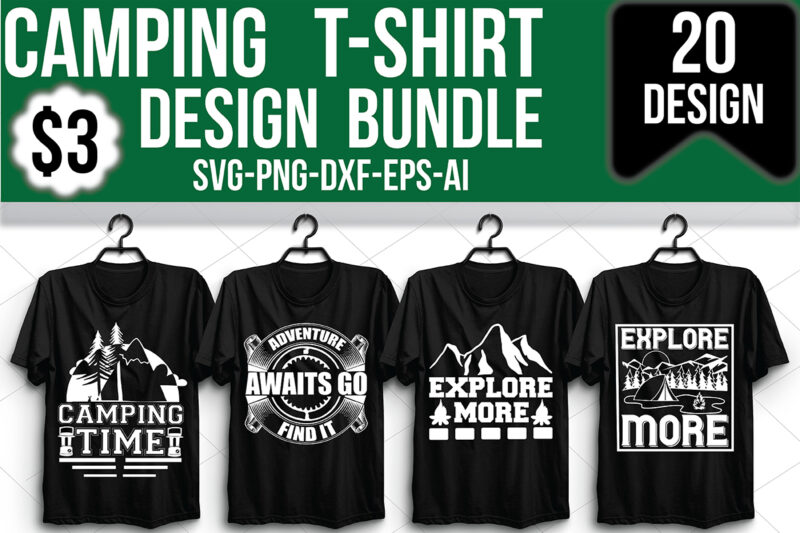 Camping T-shirt Design Bundle