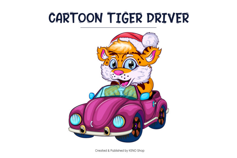 Cartoon Tiger on Car.