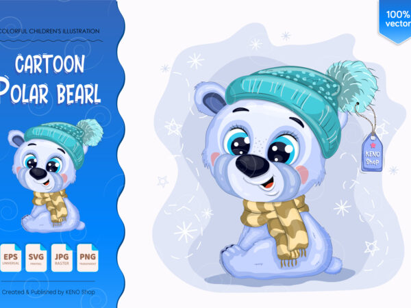 Cartoon polar bear. t shirt vector file