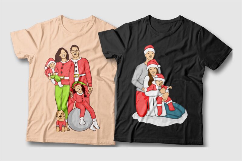 Christmas family illustrations sublimation