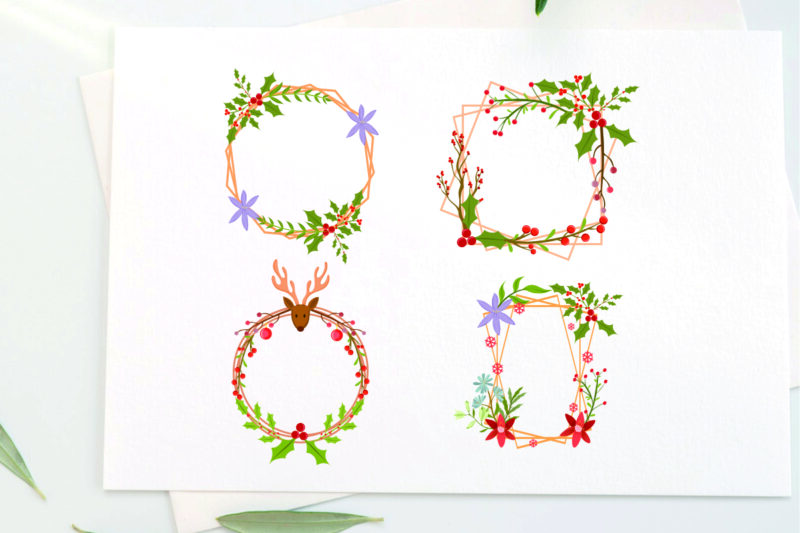 Christmas Botanical Frames Collection, Christmas Floral bundle