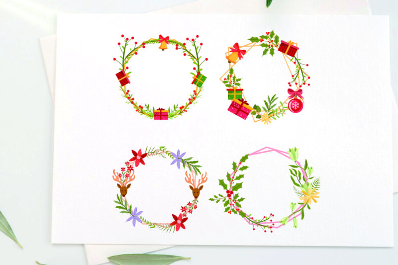 Christmas Botanical Frames Collection, Christmas Floral bundle