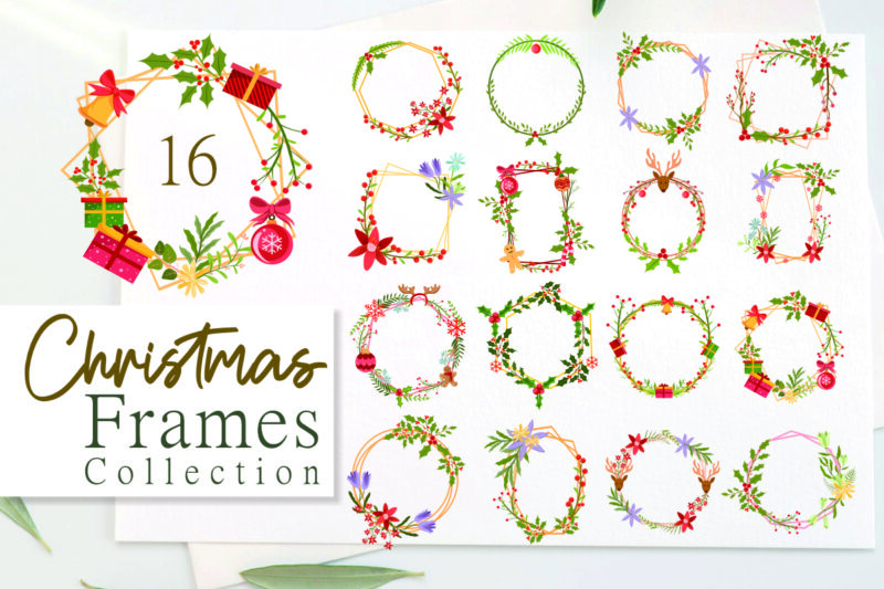 Christmas botanical frames collection
