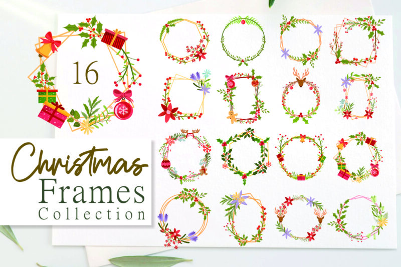 Christmas botanical frames collection