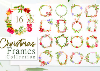 Christmas Botanical Frames Collection, Christmas Floral bundle