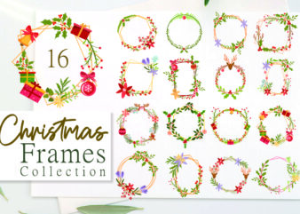 Christmas Botanical Frames Collection, Christmas Floral bundle t shirt vector file