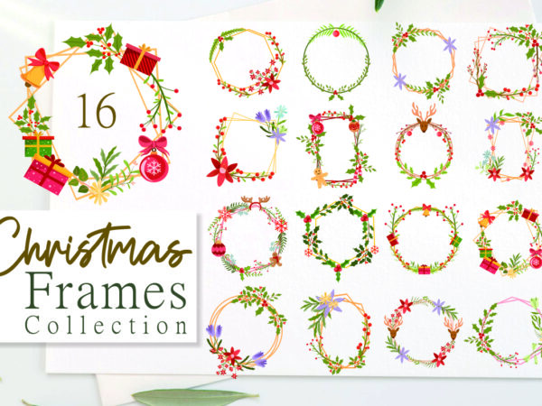 Christmas botanical frames collection, christmas floral bundle t shirt vector file
