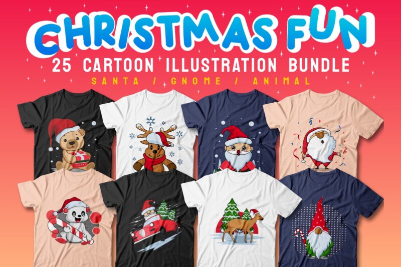 Christmas fun cartoon illustration bundle sublimation