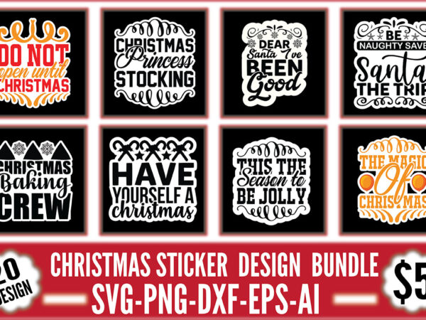 Christmas sticker design bundle