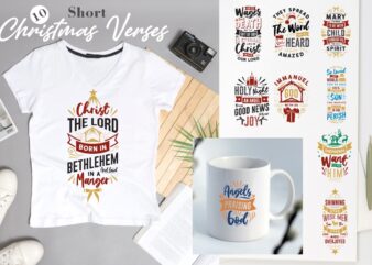 Christmas short verses sublimation designs for print, Christmas craft typography lettering bundle