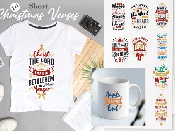 Christmas short verses sublimation designs for print, christmas craft typography lettering bundle