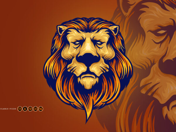 Cool head lion logo mascot clipart t shirt vector file